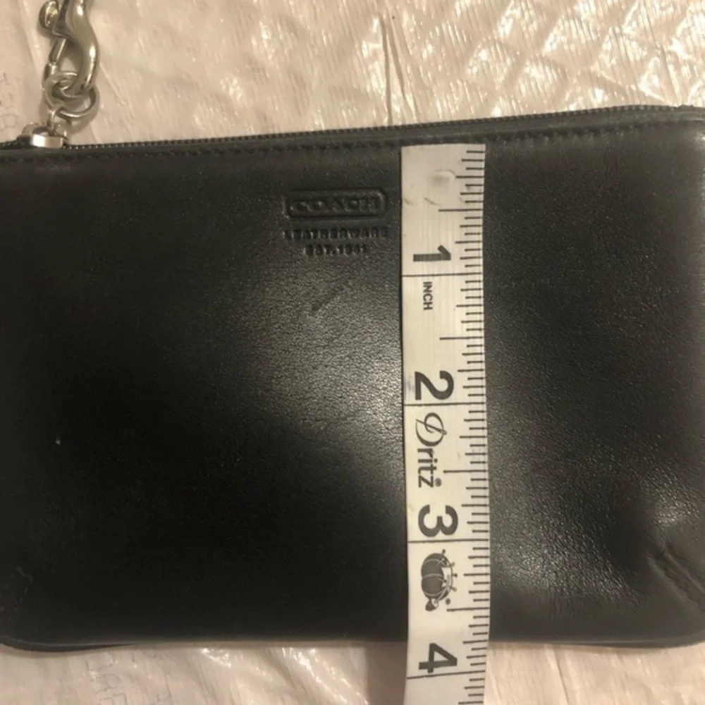 Coach black leather wristlet bag